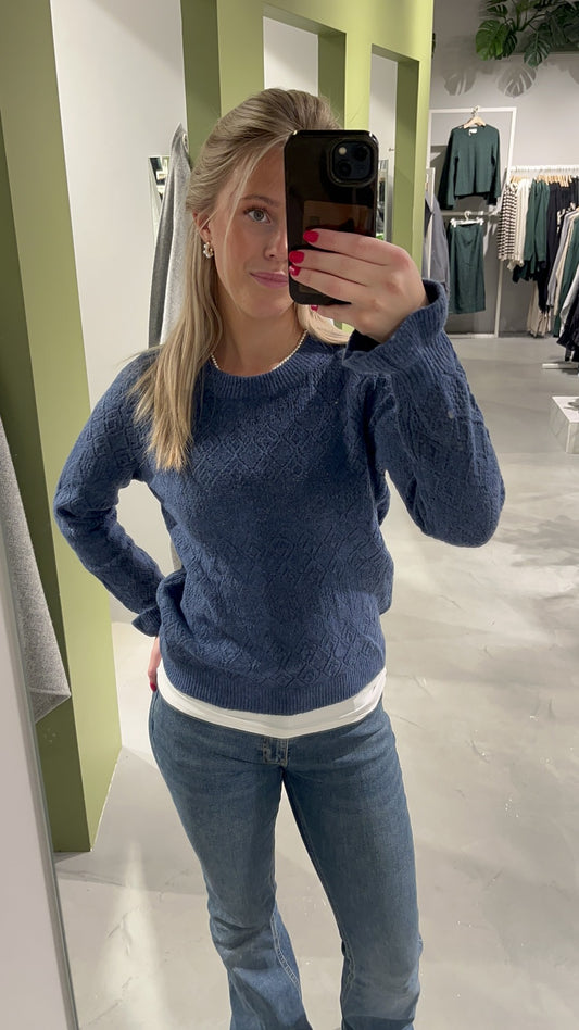 VIJACIA Knit Top - Bijou Blue